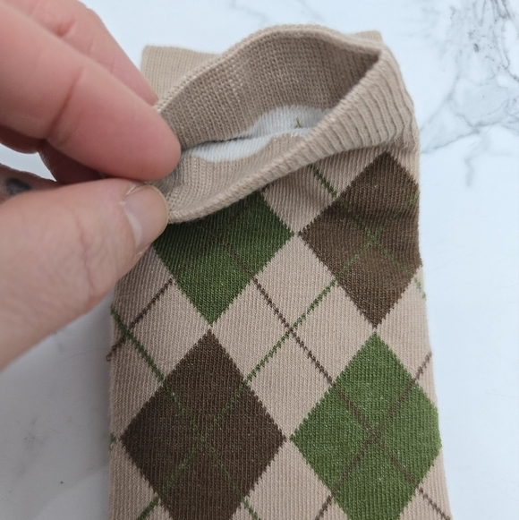 Corpcore | Argyle tan brown maximalist print preppy tube socks - Picture 3 of 7